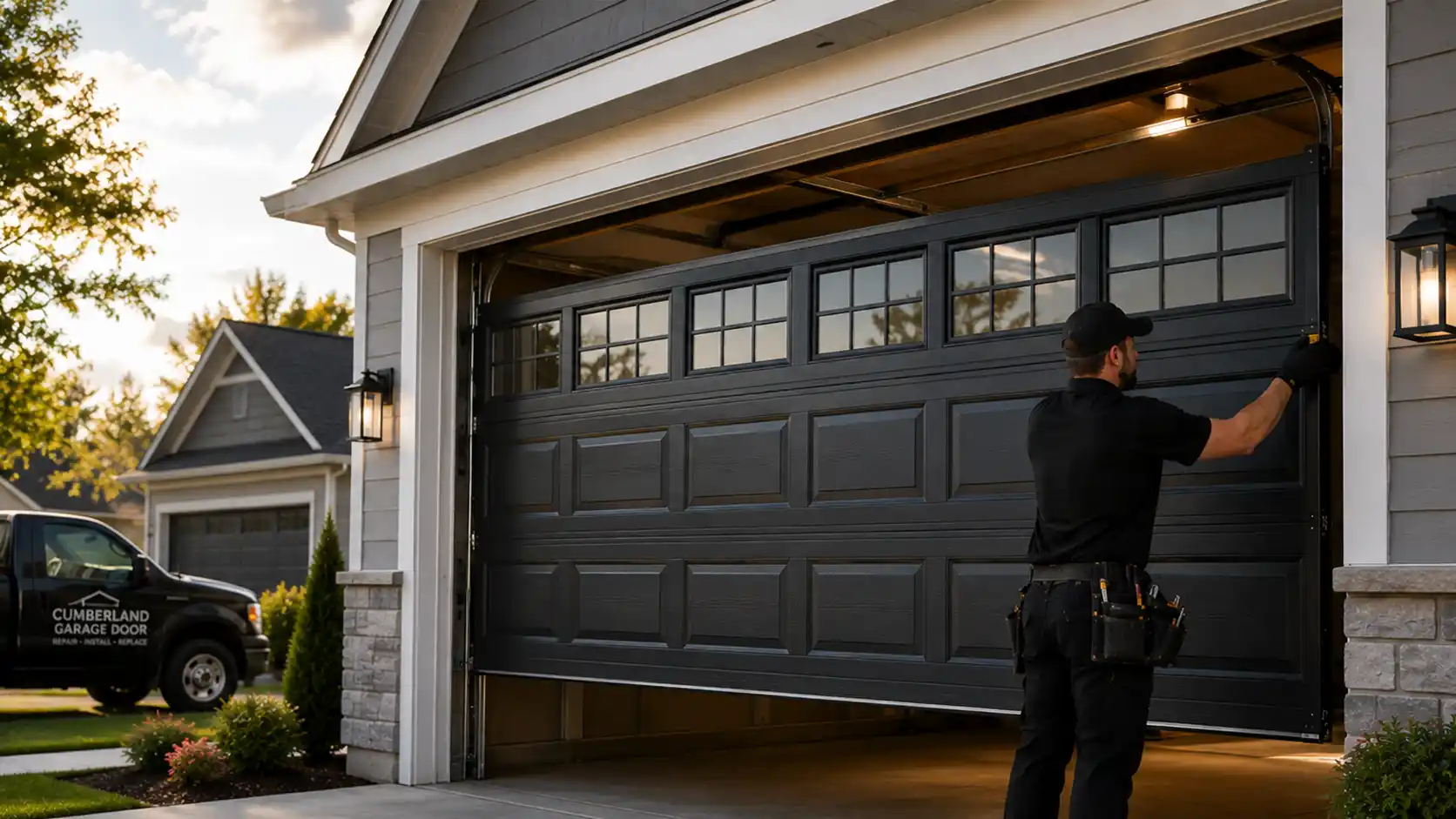 Modern garage doors on a residential property
